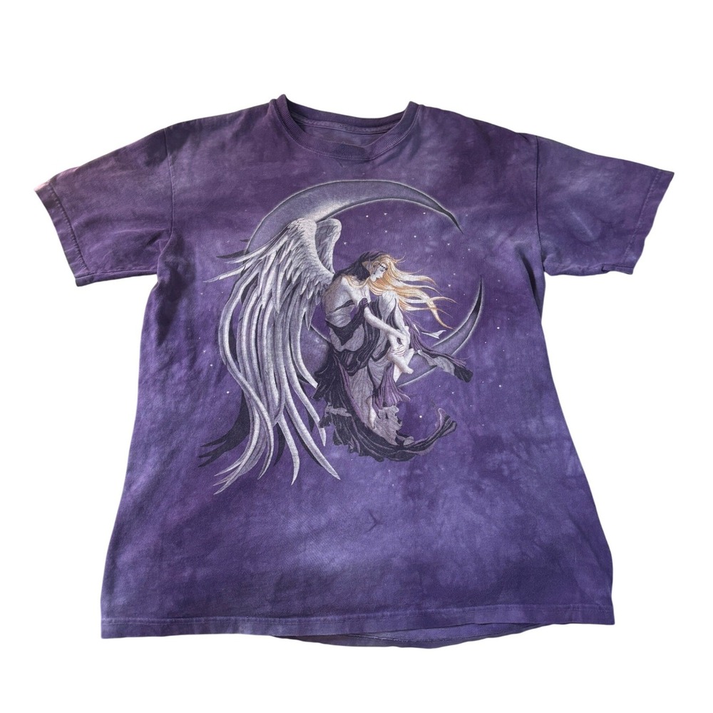 The Mountain Purple Tie Dye Angel Moon Graphic T-Shirt Mens Medium Fantasy Tee